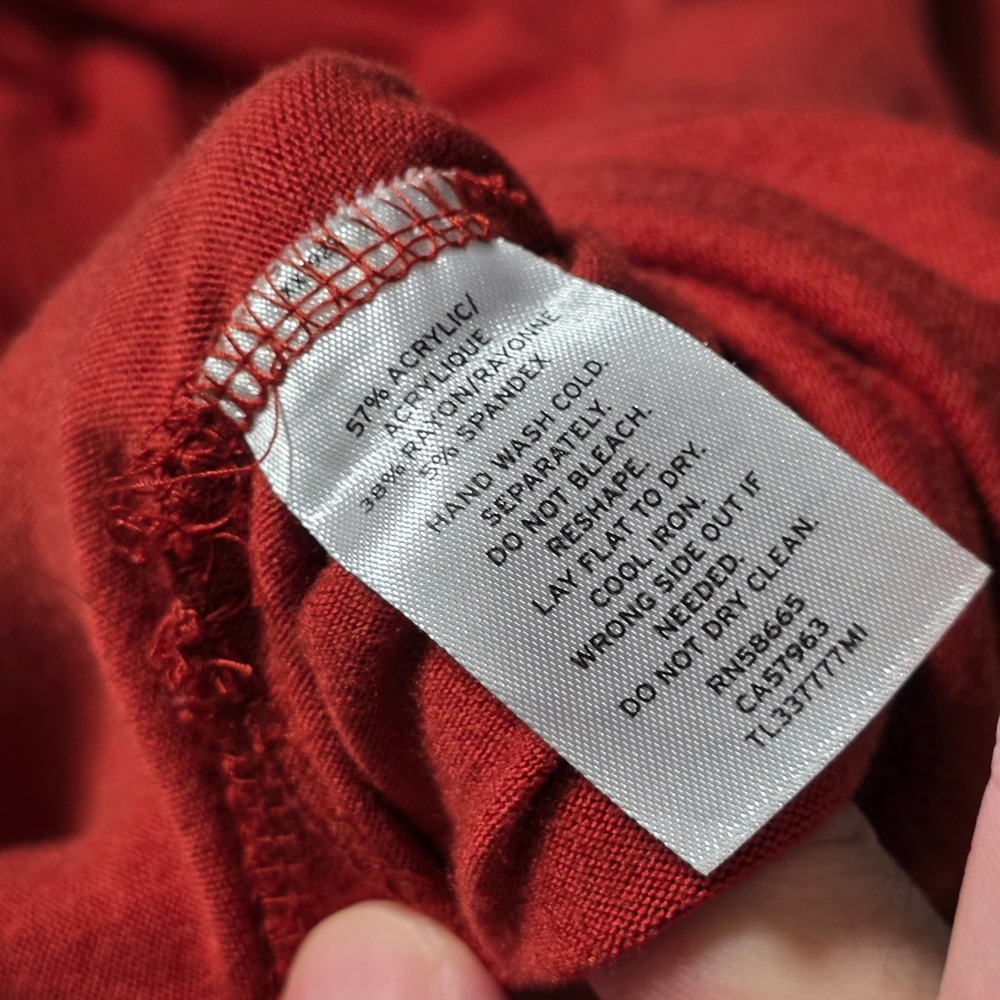 Leith Womens S Mock Neck Tank Top Red Sleeveless Curved Hem Knit TL337777MI - Picture 4 of 6